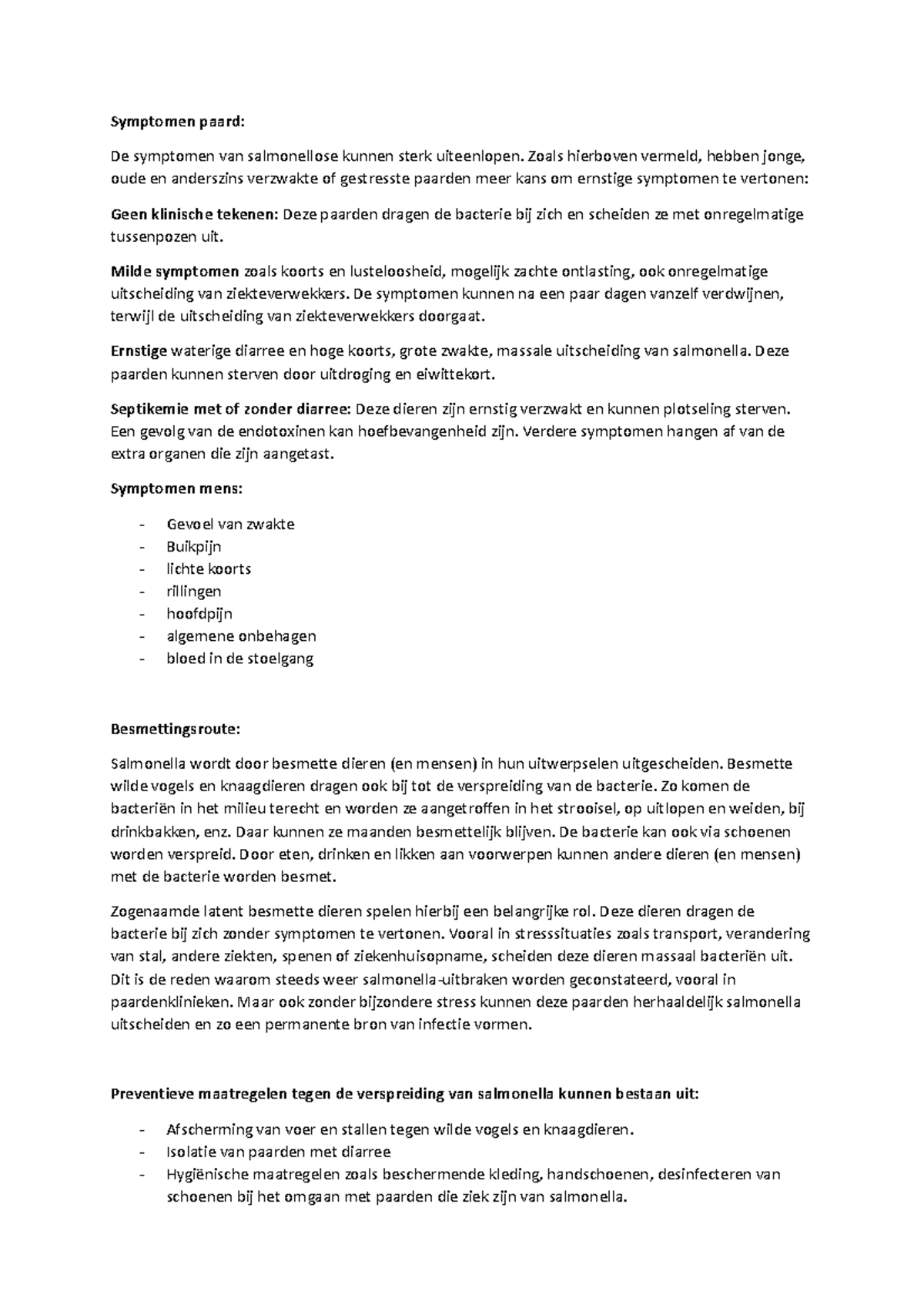 Symptomen paard verschillende ziektes Symptomen paard De symptomen