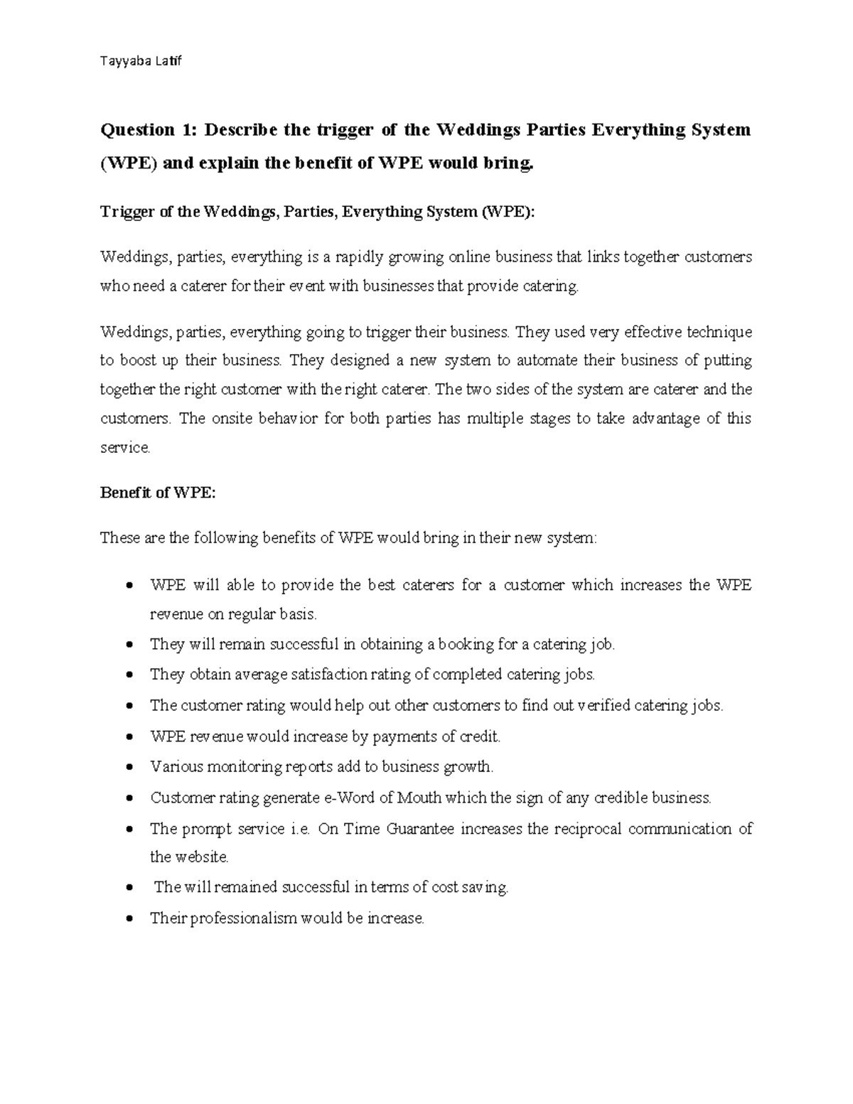 ICT 268 COMPUTING - Question 1: Describe the trigger of the Weddings ...