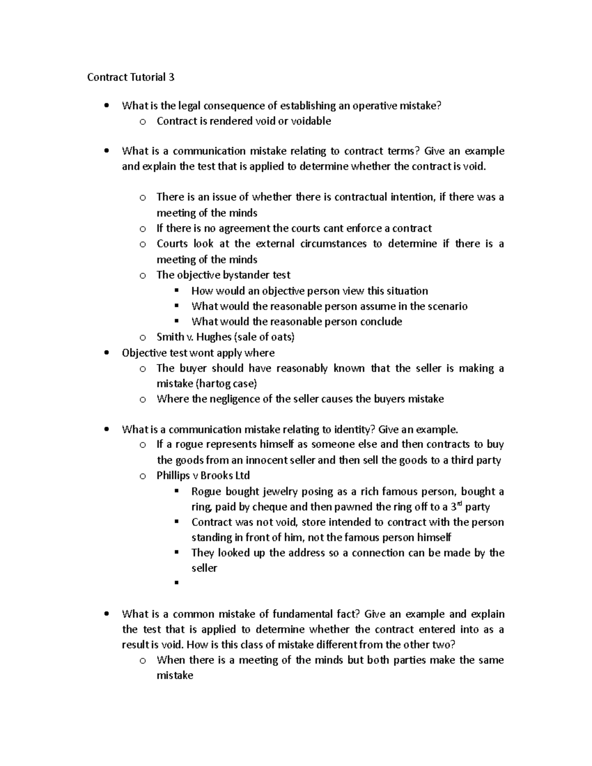 Contract Tutorial 3 O There Is An Issue Of Whether There Is