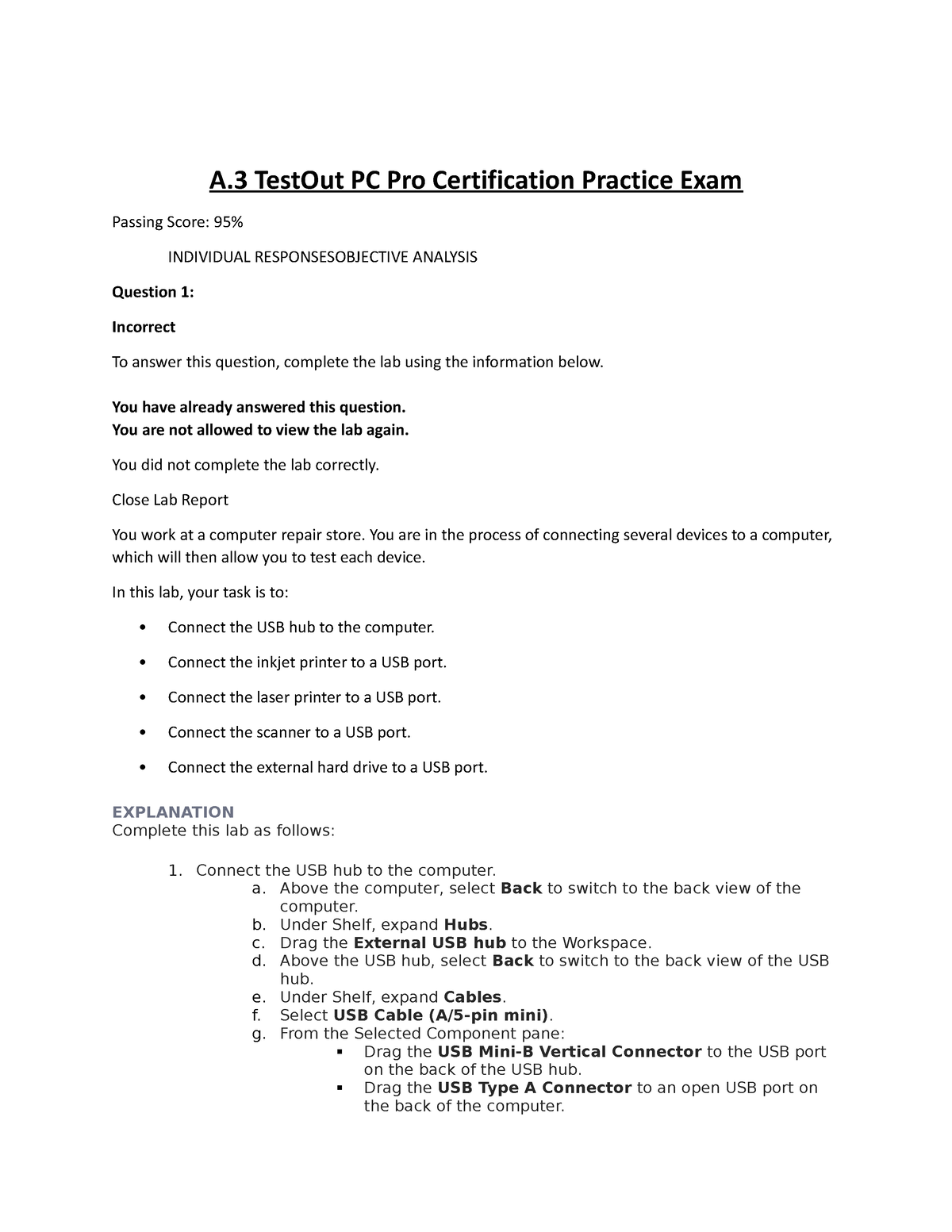 A 3 Test Out PC Pro Certification Practice Exam A TestOut PC Pro