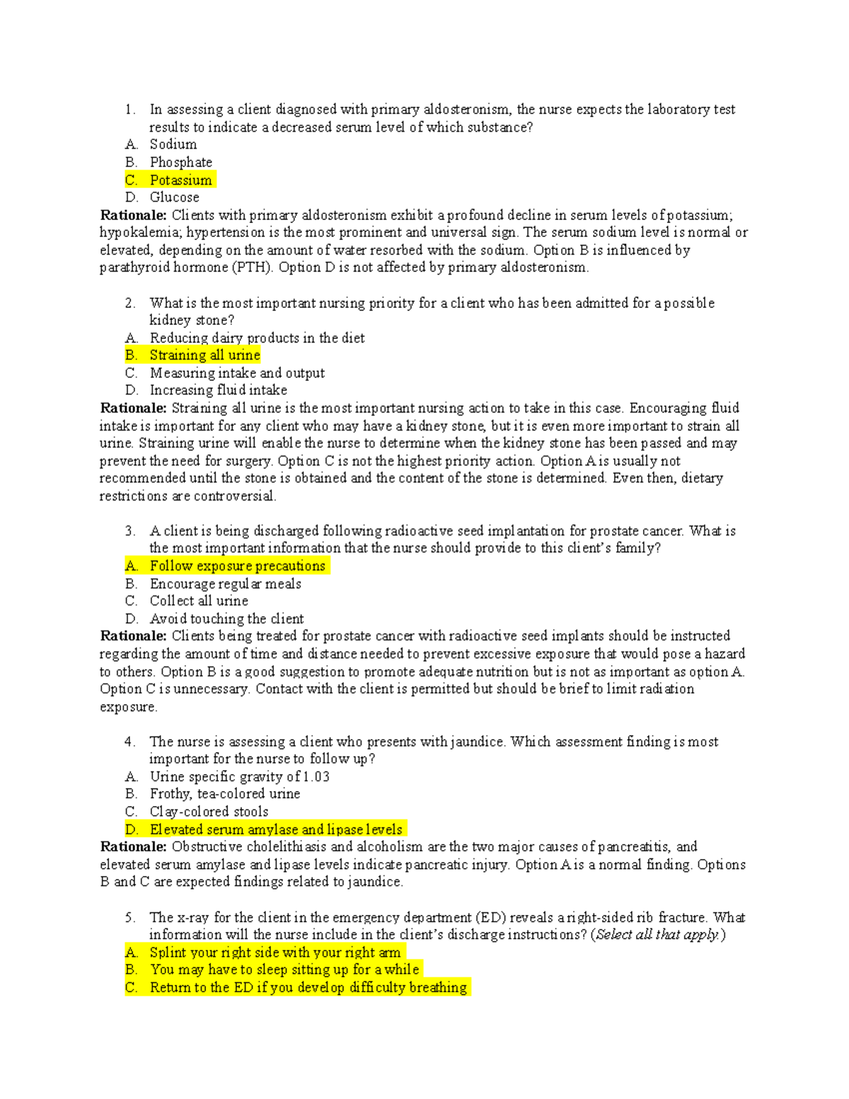 Green book med surg practive - In assessing a client diagnosed with ...