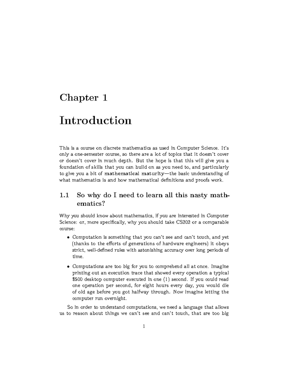 Foundations and logic - Chapter 1 Introduction This is a course on ...