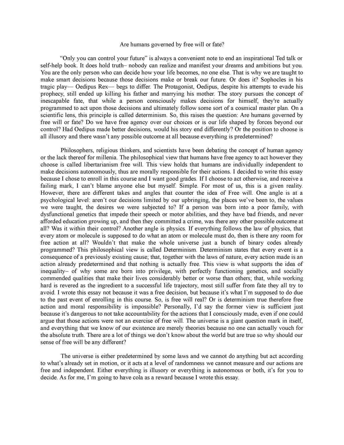 fate time and language an essay on free will pdf