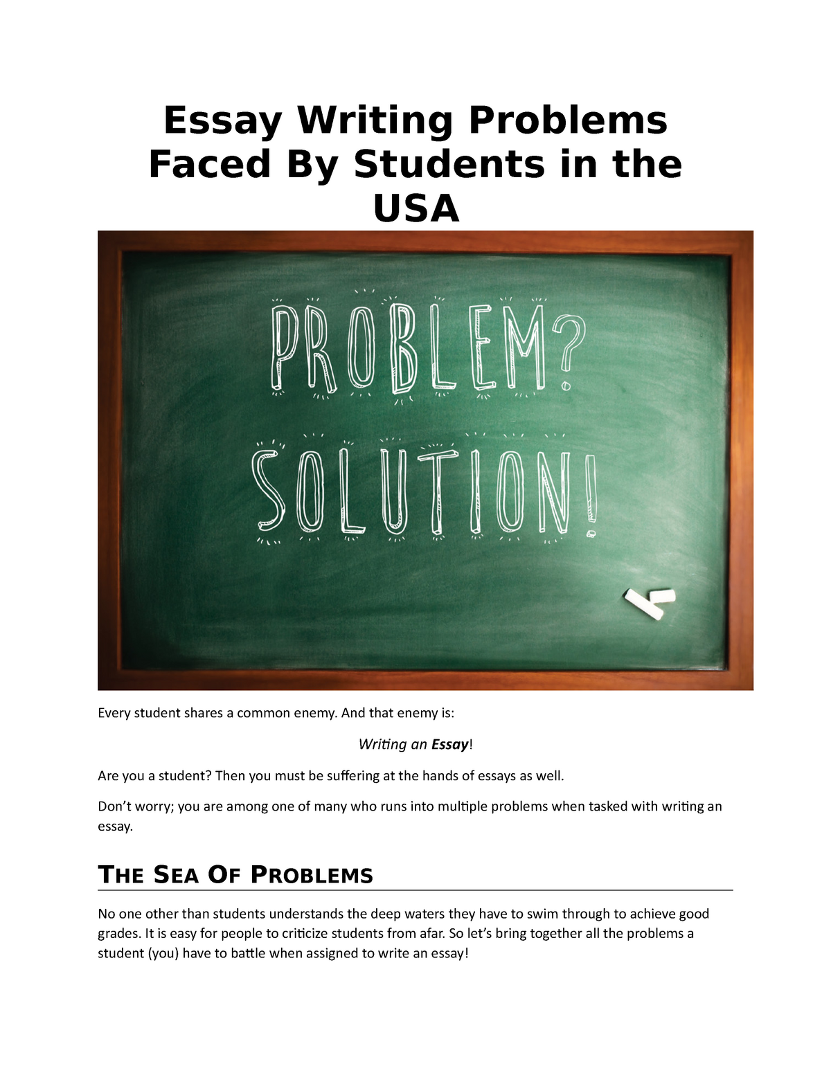 essay on problems faced by students today