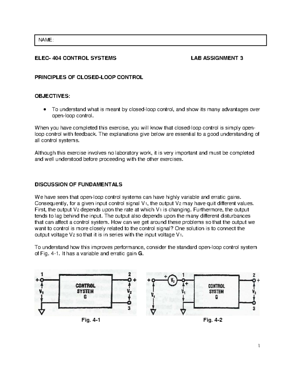 Lab3 control system - ELEC- 404 CONTROL SYSTEMS LAB ASSIGNMENT 3 ...