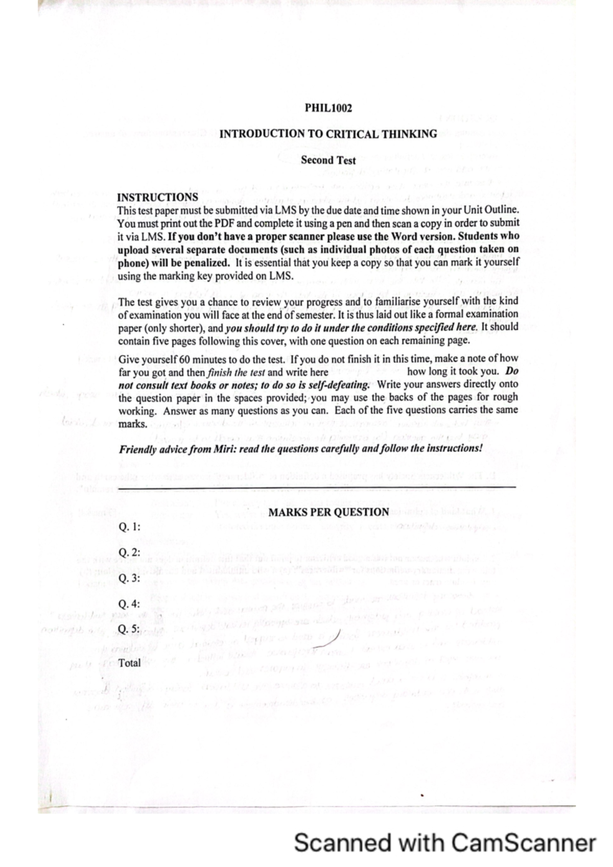 TAKE HOME TEST 2 HA KY Duyen Nguyen - PHIL1002 INTRODUCTION TO CRITICAL ...