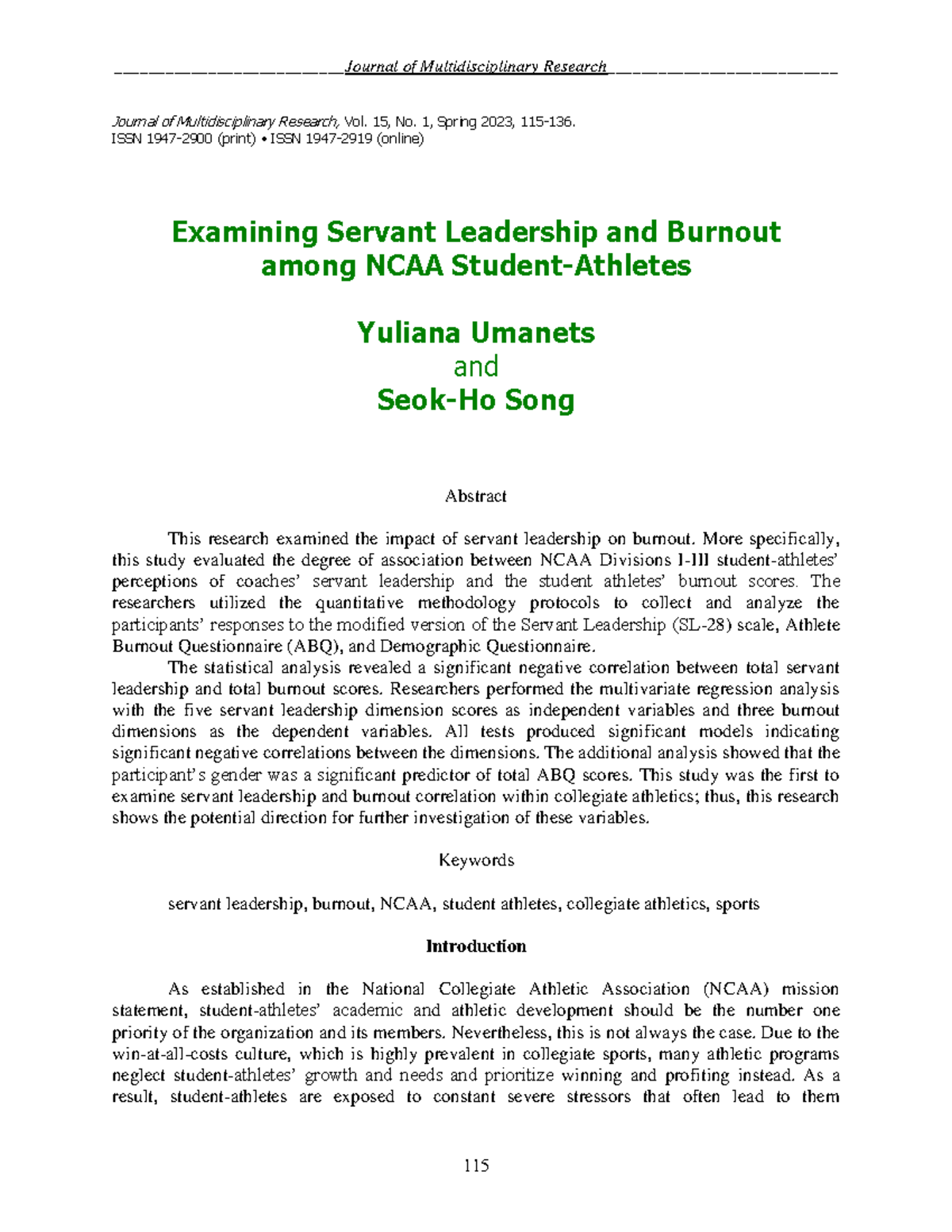 literature review on servant leadership