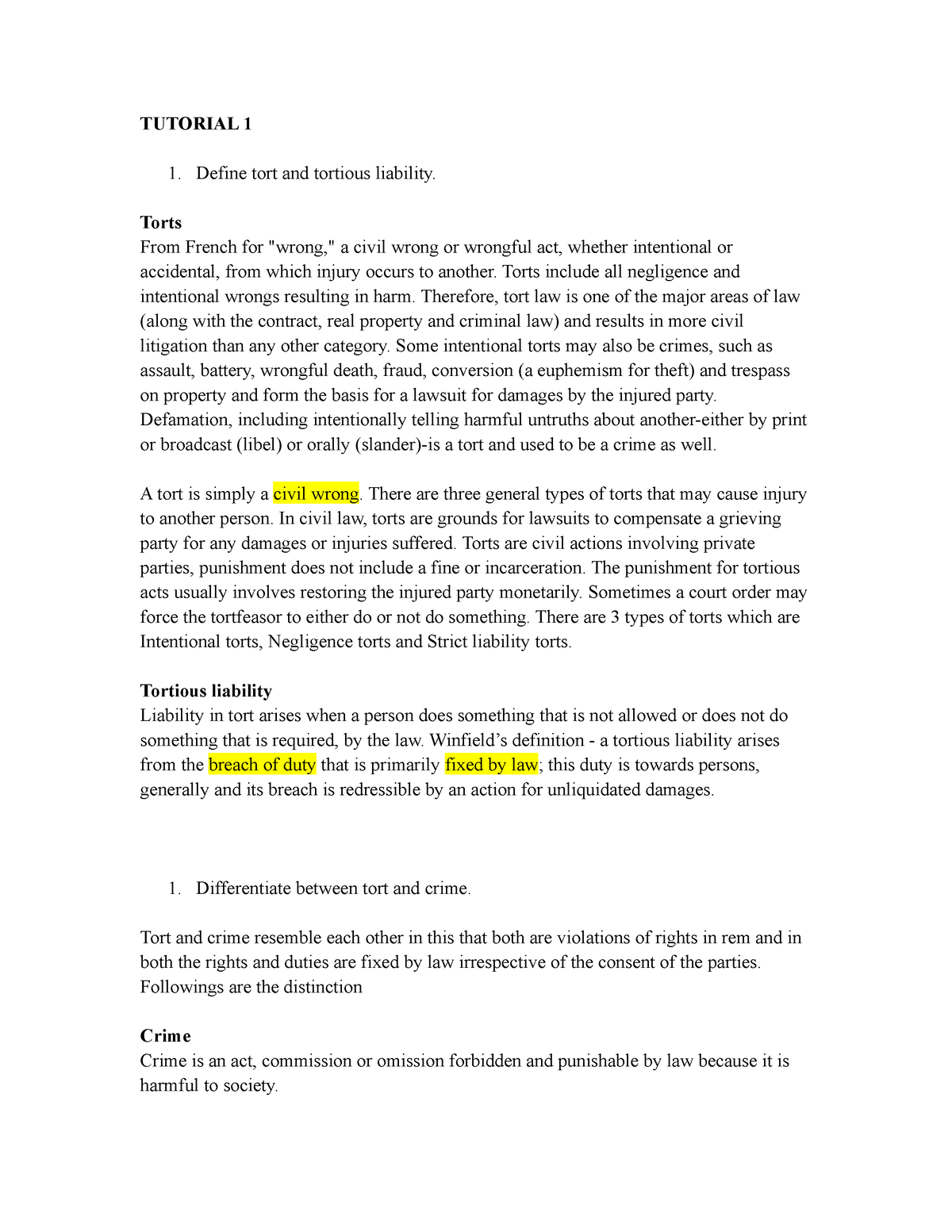 ult2612-tutorial-1-torts-law-tutorial-1-define-tort-and-tortious