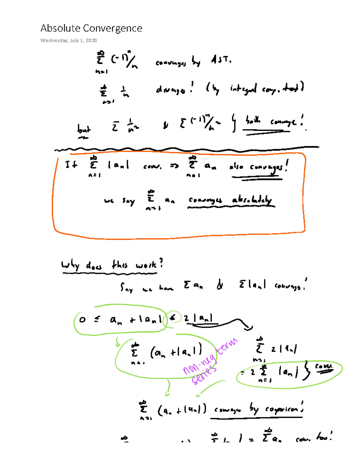 Absolute - Notes - Math 1Aa3 - ďƐŽůƵƚĞ ŽŶǀĞƌŐĞŶĐĞ tĞĚŶĞƐĚĂLJ͕ :ƵůLJ ϭ͕ ...