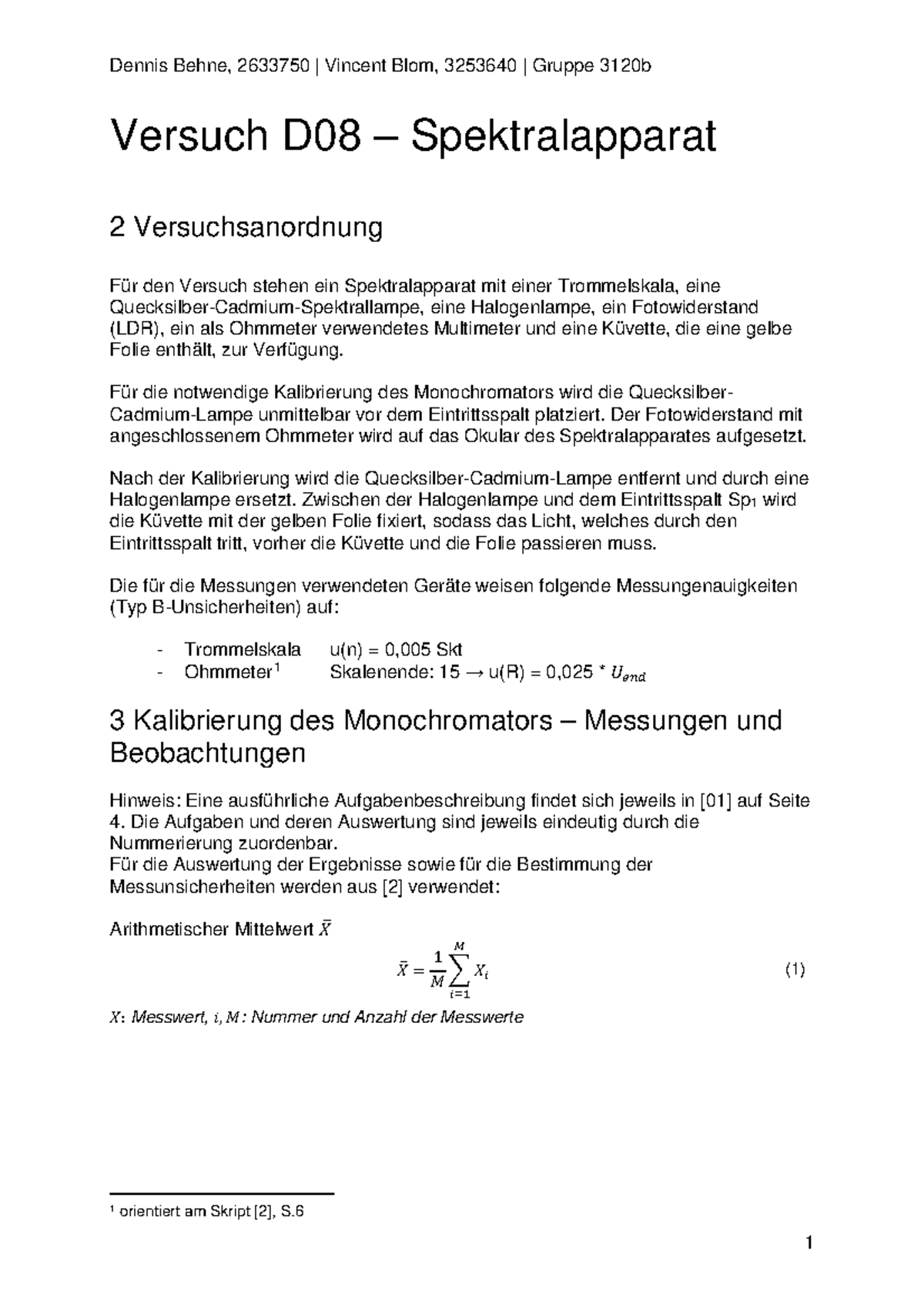 Physik Praktikum Versuch D08 Auswertung - Versuch D08 – Spektralapparat ...