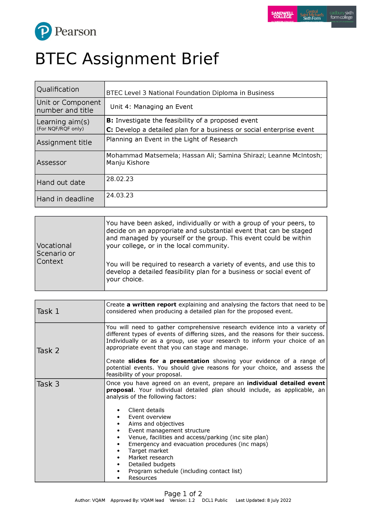 assignment brief template btec