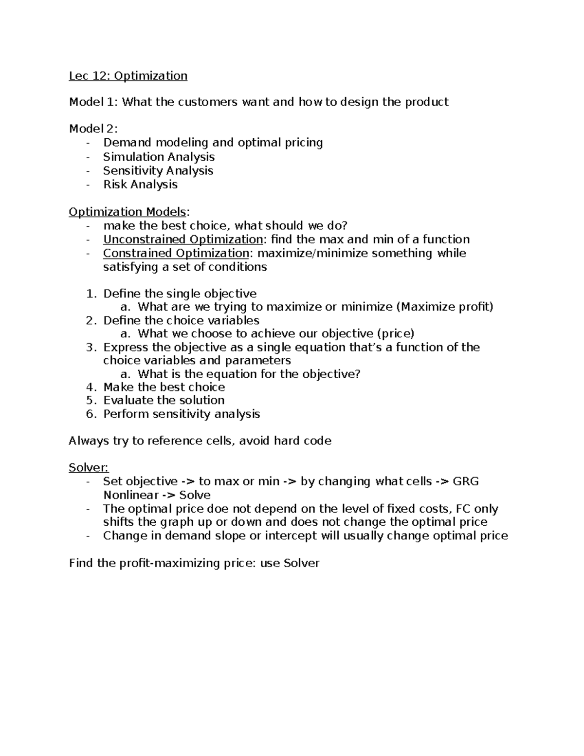 QM Final Notes - Summary Analytics for Business Decisions - Lec 12 ...