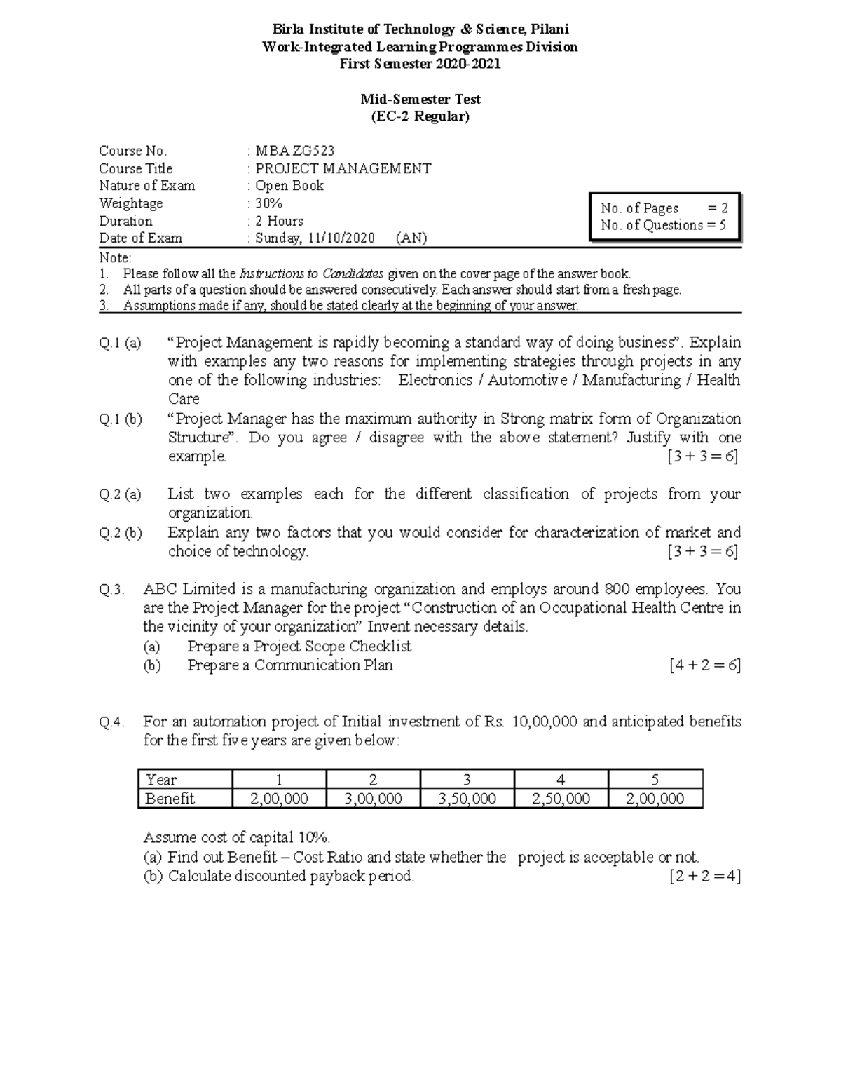 MBA ZG523 EC-2R I SEM 2020-2021 - Birla Institute of Technology ...