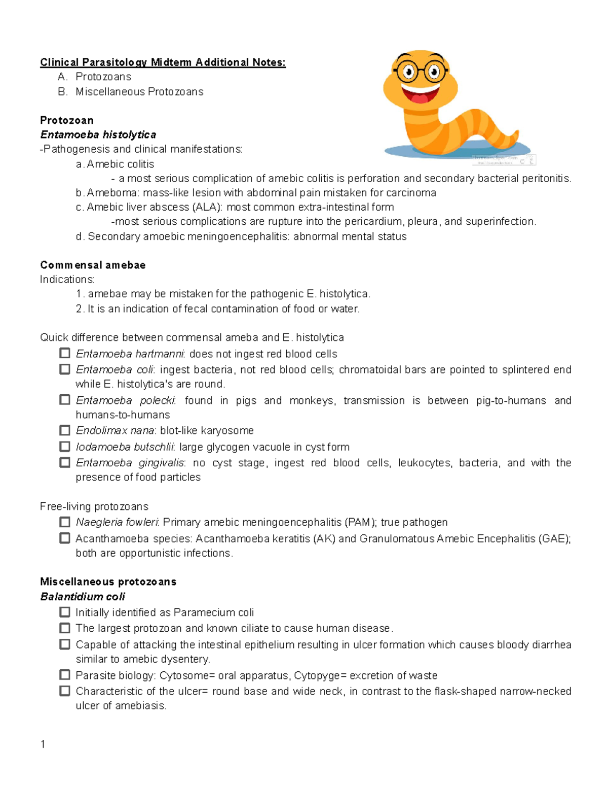 Additional notes for Clin. Para Midterms - Clinical Parasitology ...