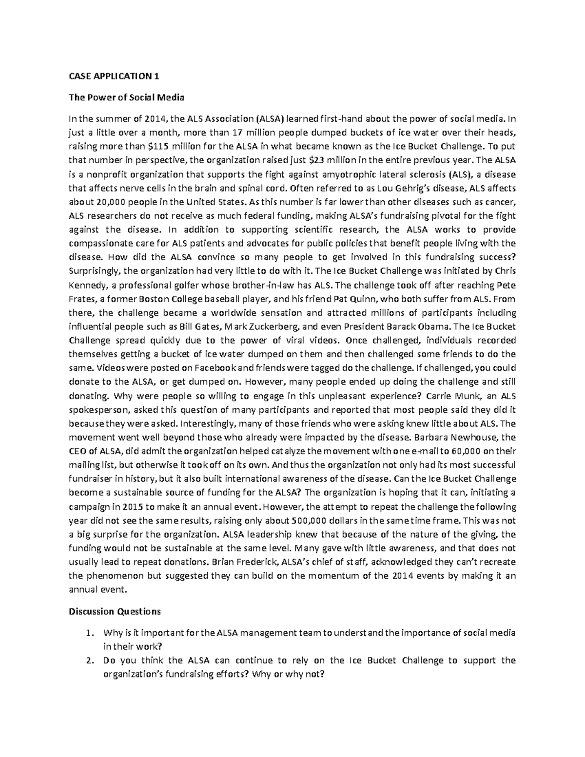Case Application Ch1 - Academic English - CASE APPLICATION 1 The Power ...
