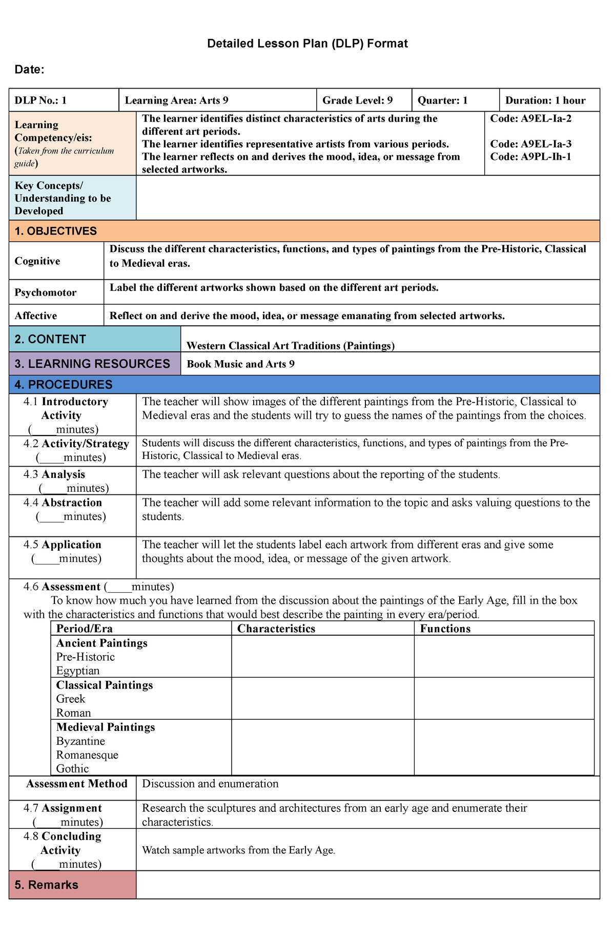 Detailed Lesson Plan Dlp Format Date Lea Doc Detailed Lesson Plan Dlp ...