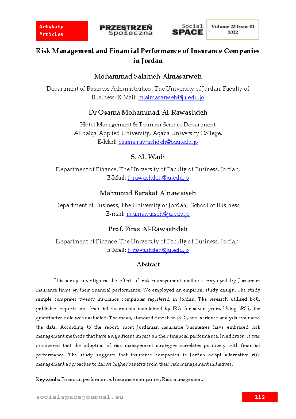 Final-Risk+Management+(Social+Space+Dr.+Sadiq)+(112-142) - Artykuły ...