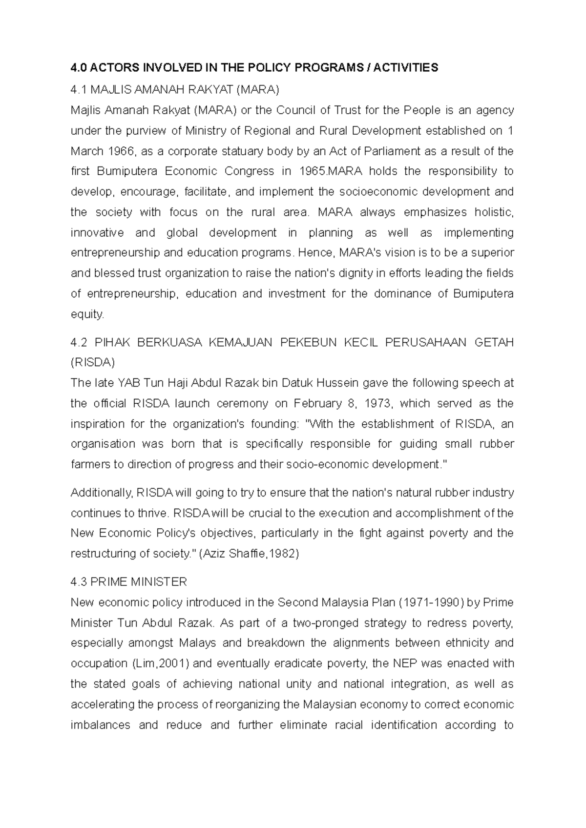 PAD104 - 4 ACTORS INVOLVED IN THE POLICY PROGRAMS / ACTIVITIES 4 MAJLIS ...