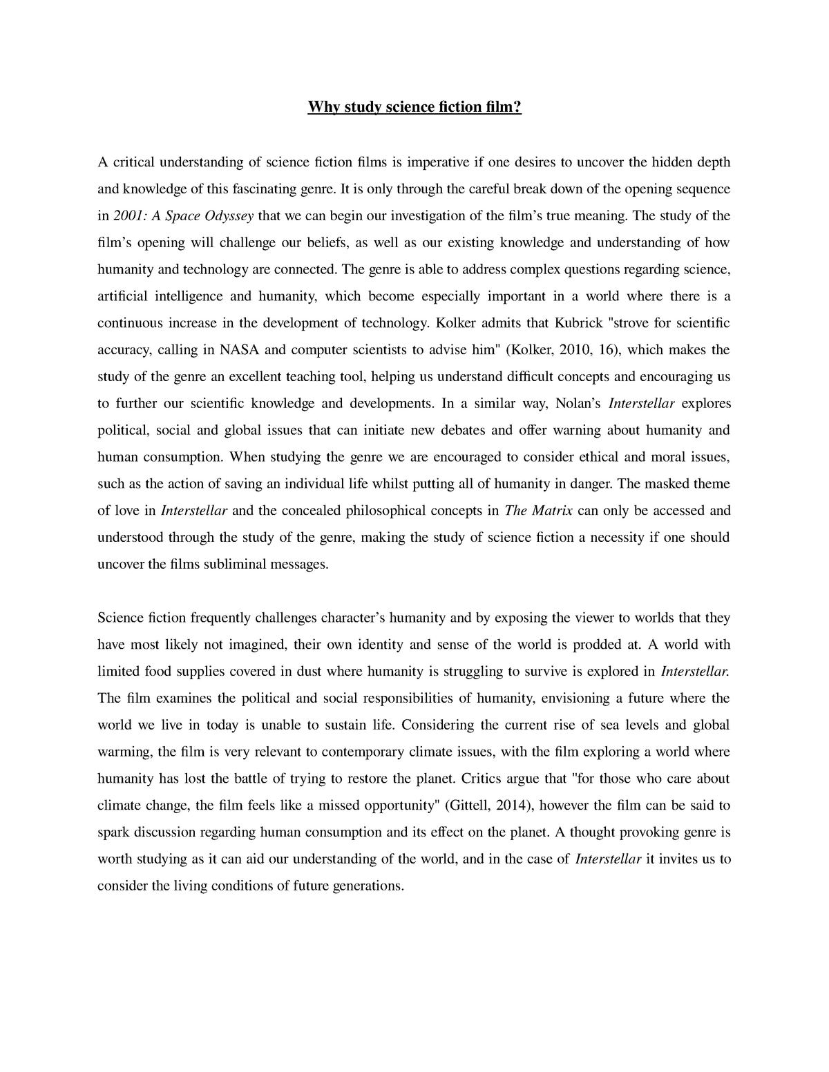 essay on science fiction movies