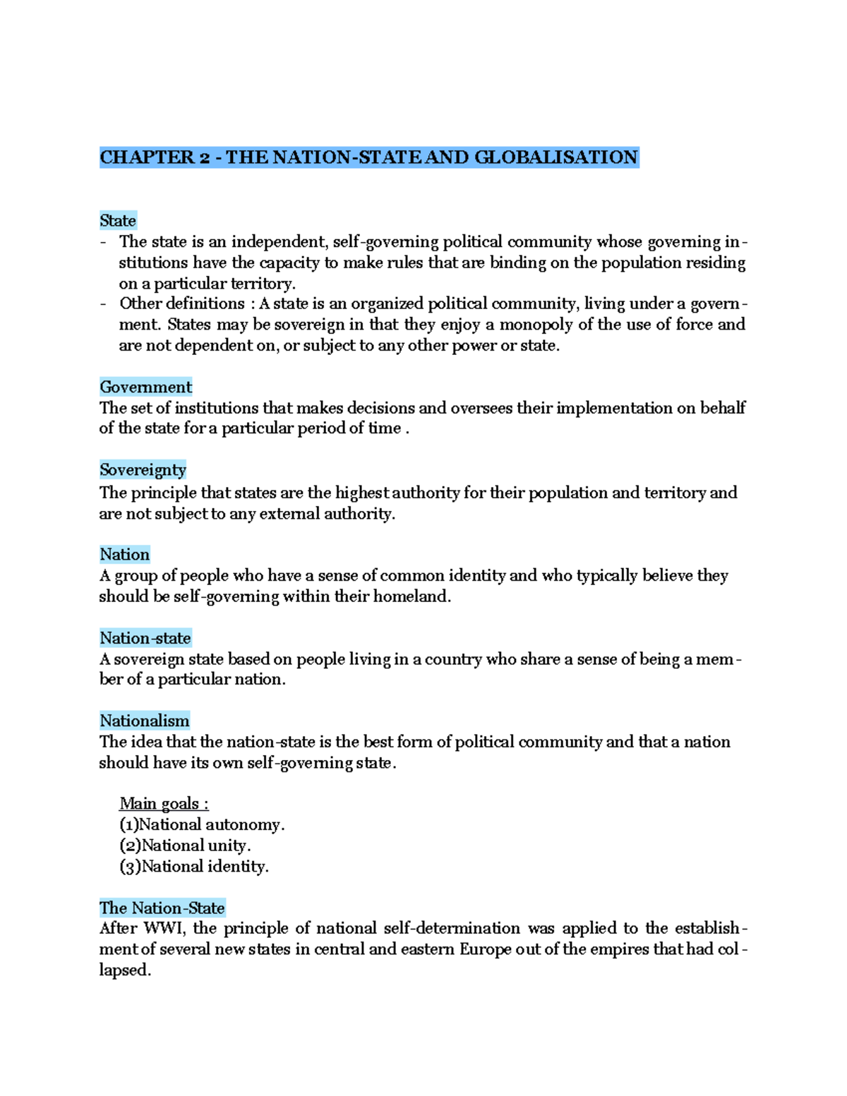 characteristics of a nation state essay