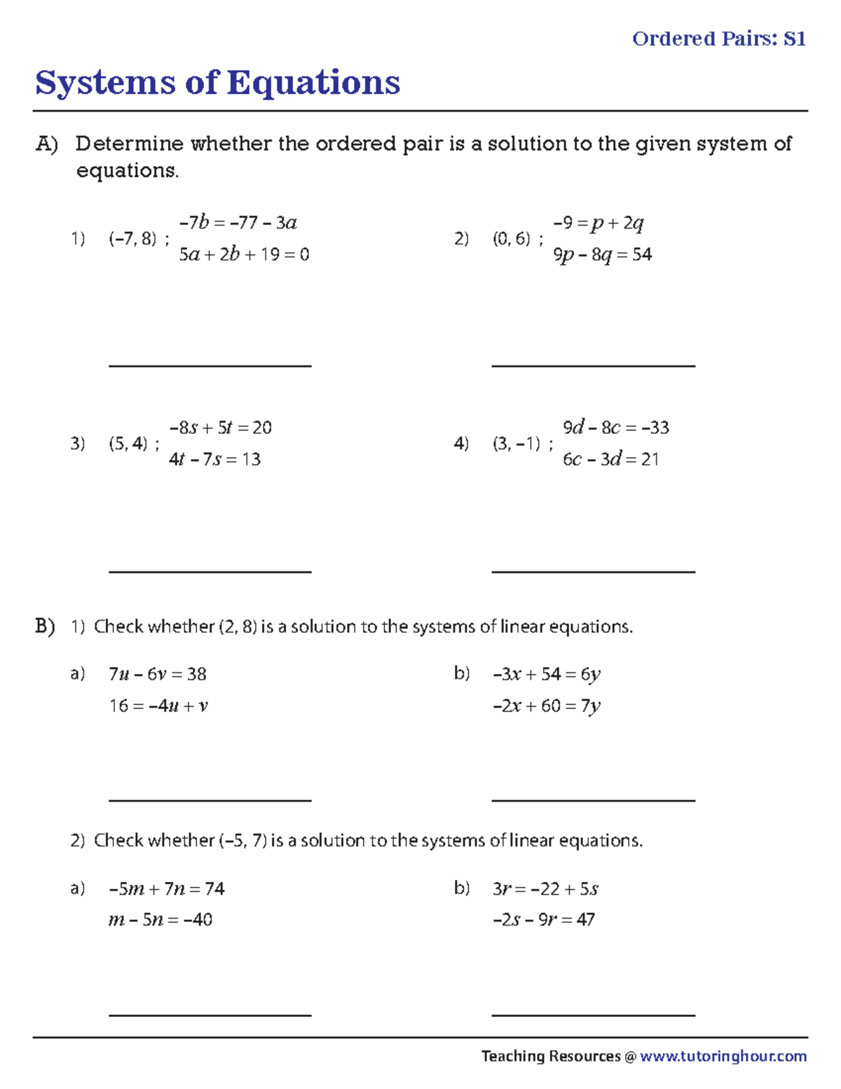 Ordered-pairs-1 - pairs - Systems of Equations Ordered Pairs: S ...