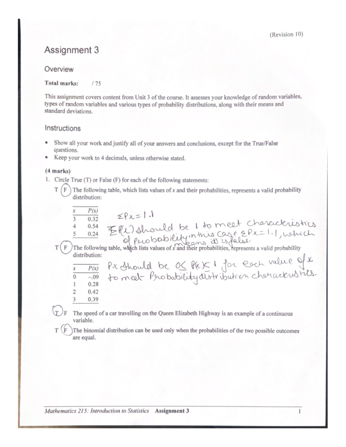 (Revision 10) 2 - Assignment 2 - Math 215 - Studocu