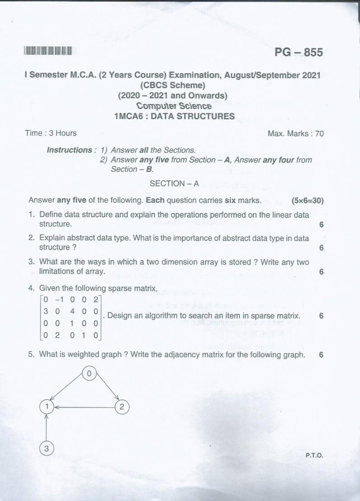 1 Data Structures - QUESTION PAPER - MCA - Studocu