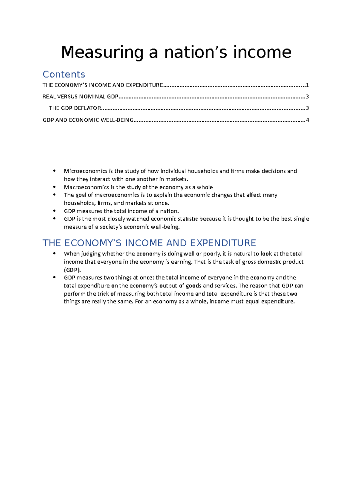 Measuring a nation's income notes - Measuring a nation’s income ...