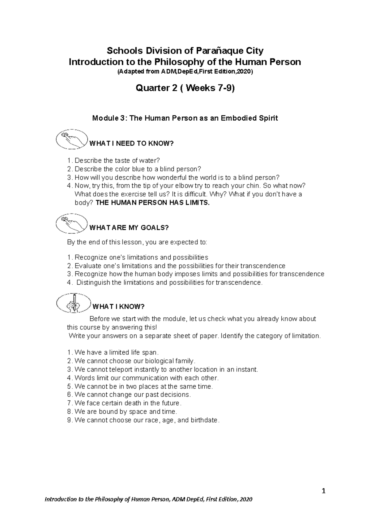 Philosophy module 3 - Schools Division of Parañaque City Introduction ...