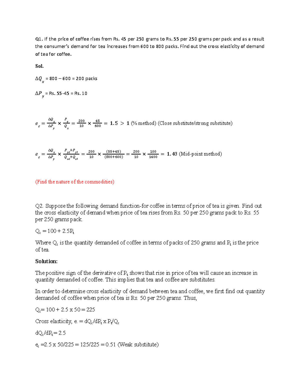 Cross Elasticity Numericals - Engineering Economics - KIIT University ...