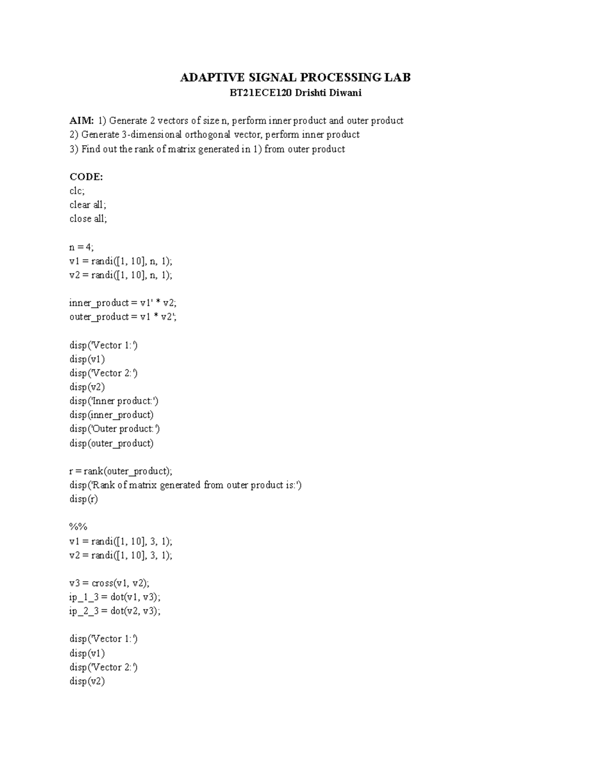 ASP 1 - asp - ADAPTIVE SIGNAL PROCESSING LAB BT21ECE120 Drishti Diwani ...