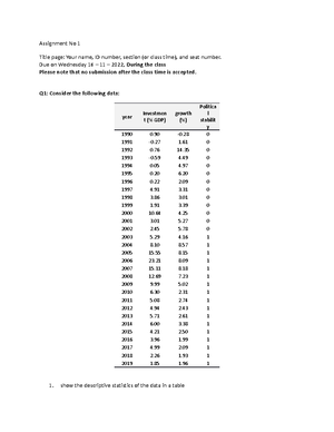 Assignment 1 - figures and tables - Title page: Your name, ID number ...