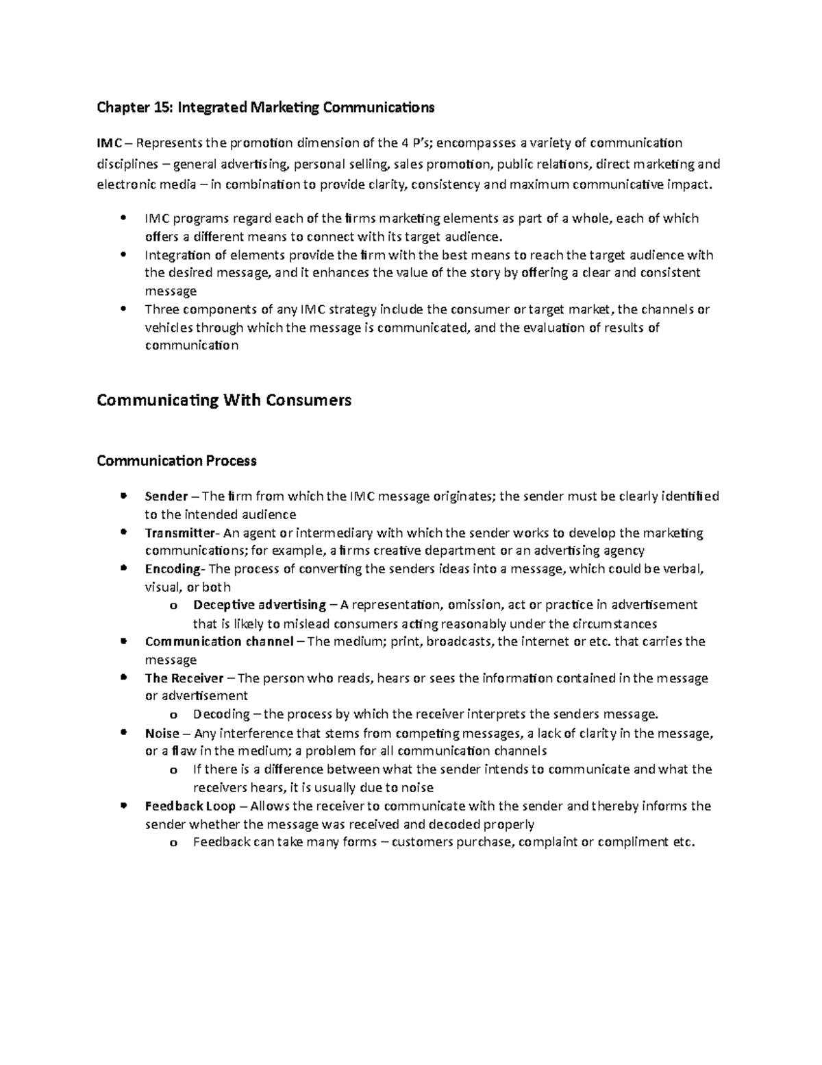 Marketing - Chapter 15 - Lecture notes 15 - Chapter 15: Integrated ...