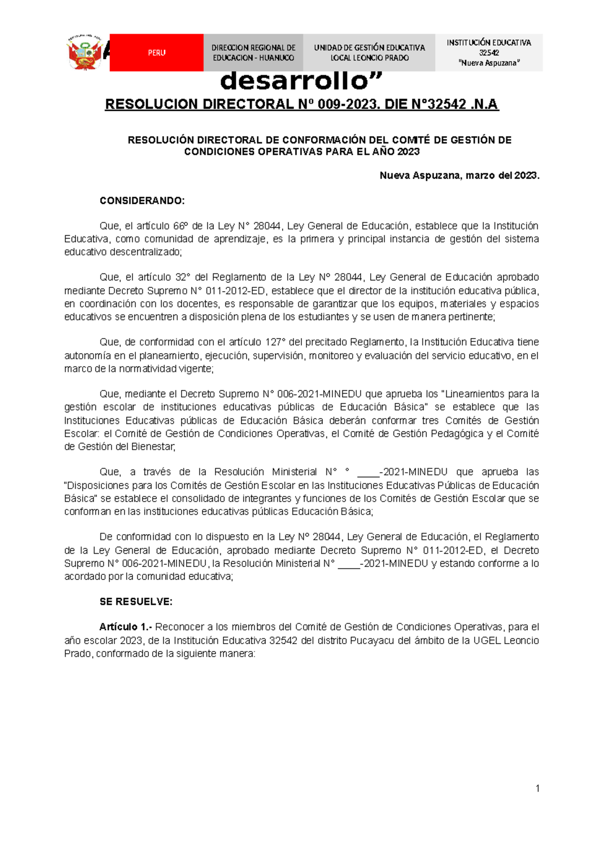 Modelos-RD - r.d - “Año de la unidad, la paz y el desarrollo ...