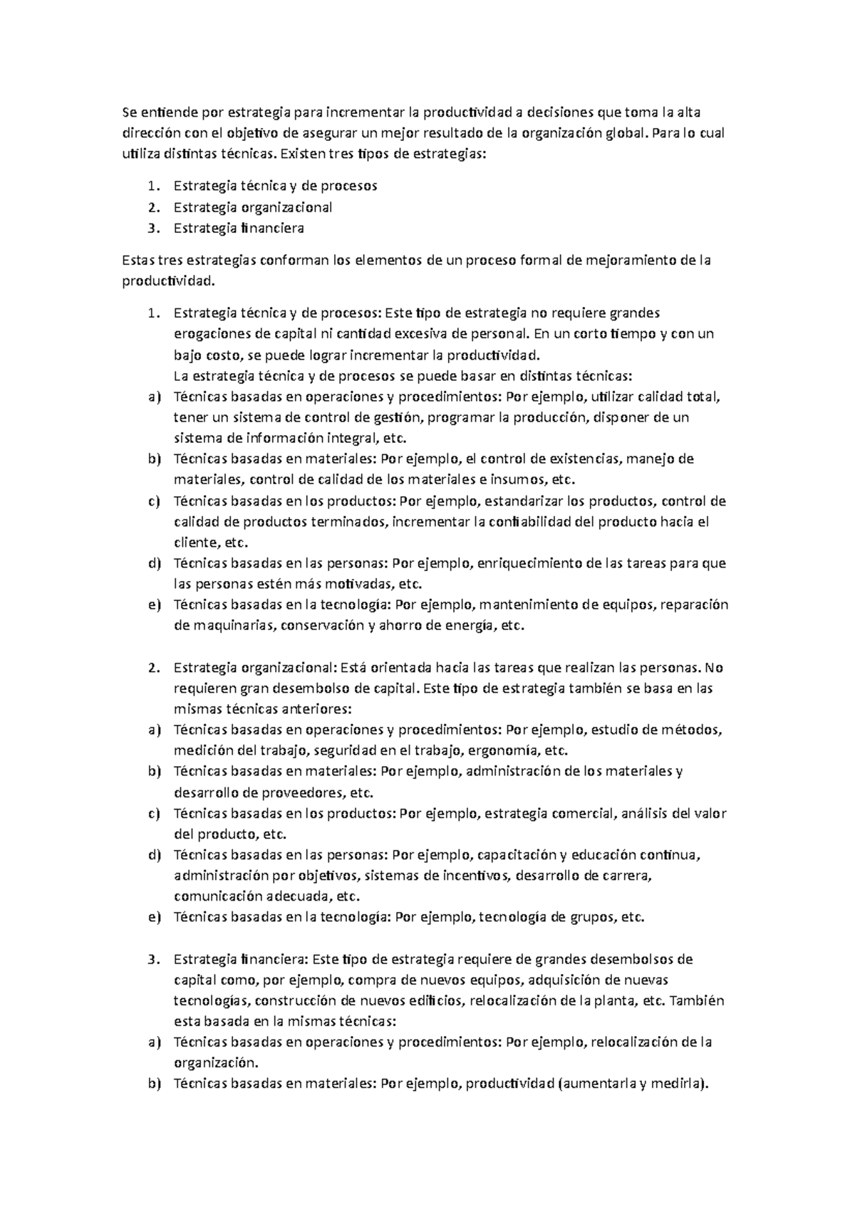 Estrategias Para Incrementar La Productividad - Para Lo Cual Utiliza ...