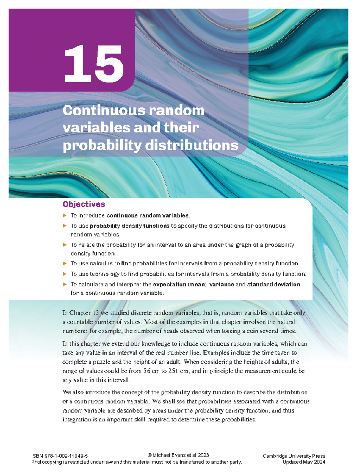 Methods 34 2ed Ch15 - 15 Continuous random variables and their ...