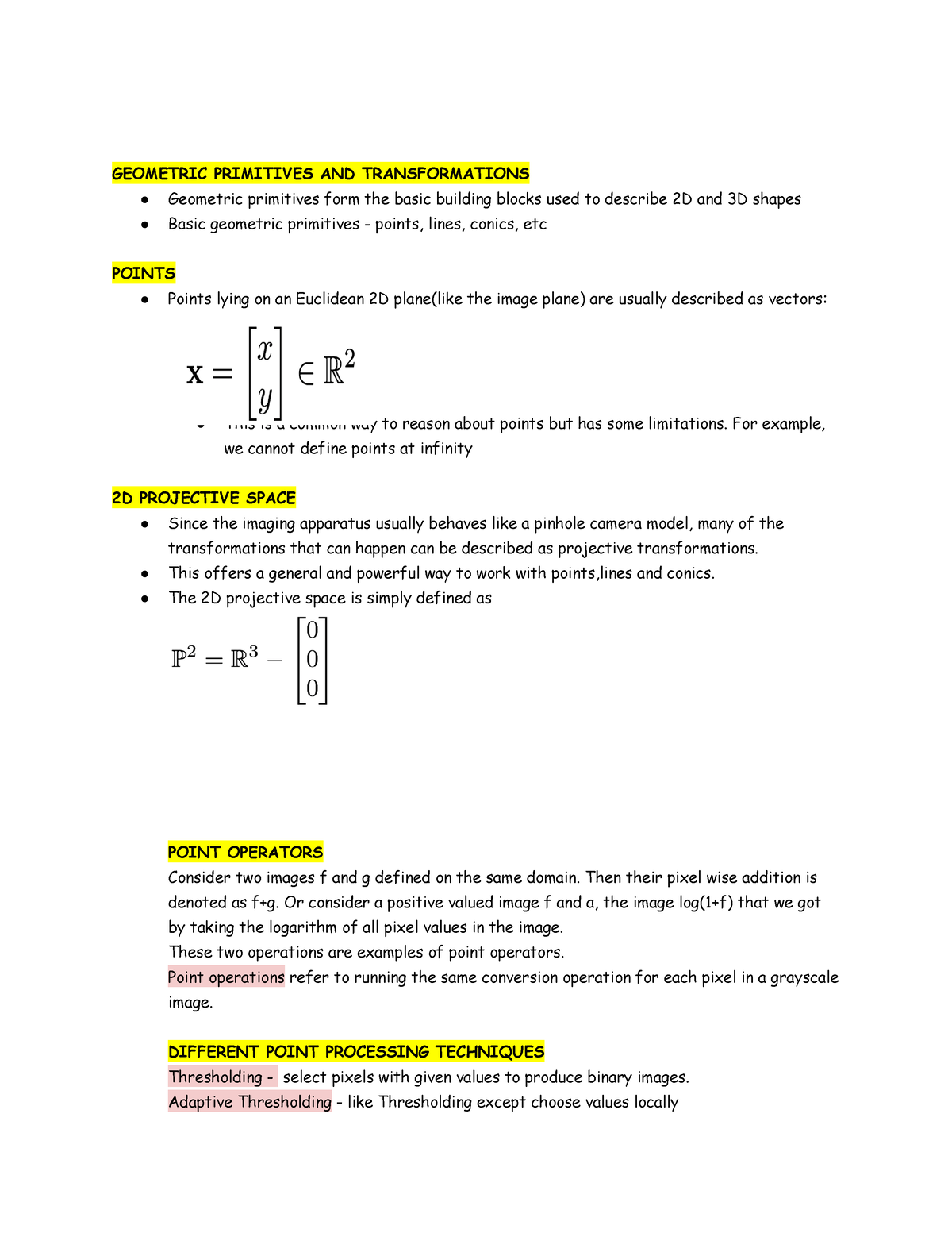 Computer Vision 7 - Lecture Notes 7 - GEOMETRIC PRIMITIVES AND ...