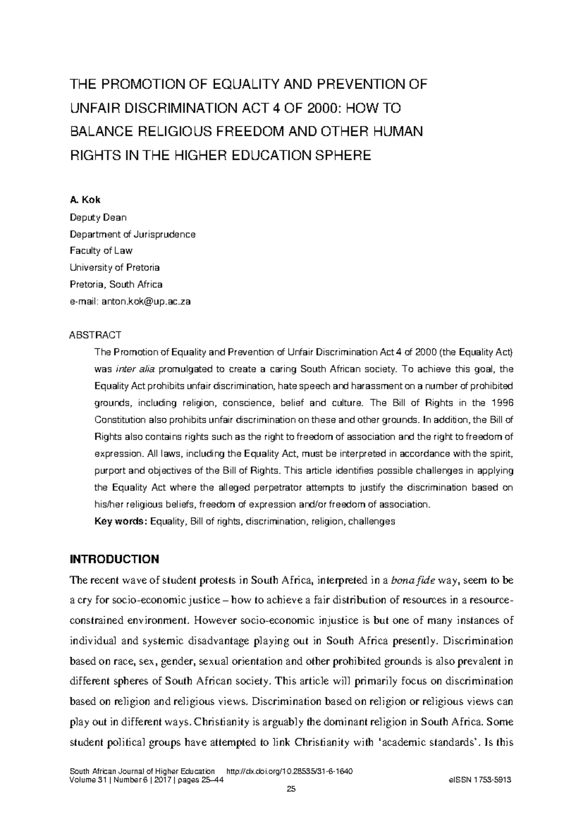 Religious freedom and Pepuda - South African Journal of Higher ...