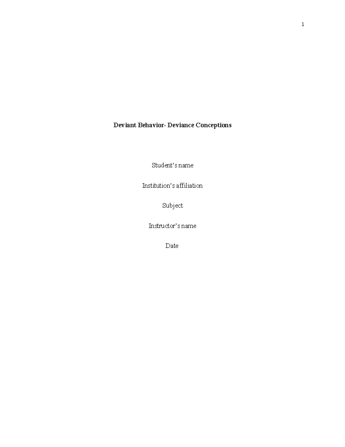 Deviant Behavior- Deviance Conceptions - Deviant Behavior- Deviance ...