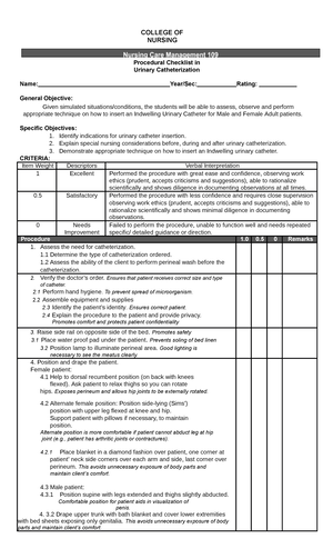 Nebulization Nursing Retdem checklist - COLLEGE OF NURSING Procedural ...