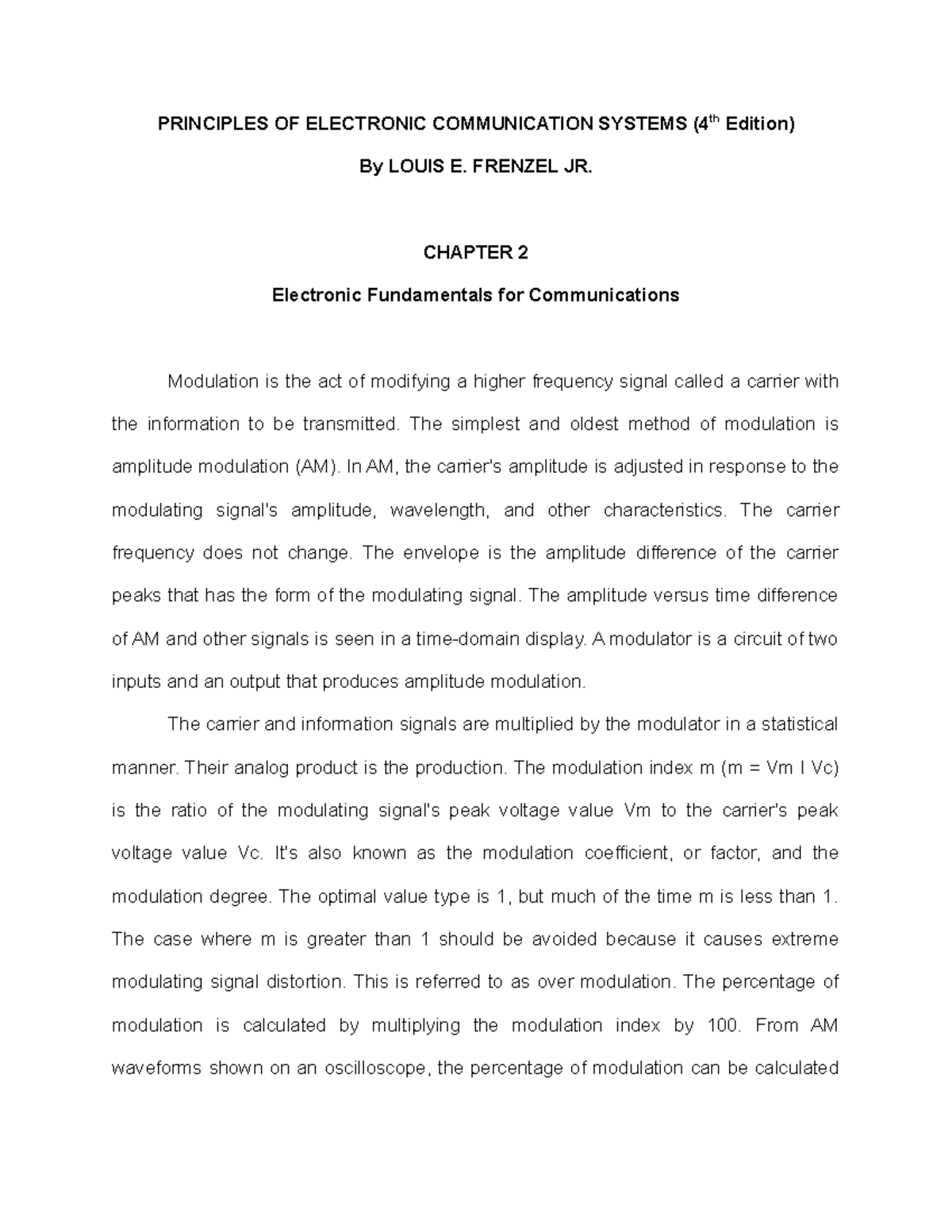 Chapter 2 Electronic Fundamentals for Communications PRINCIPLES OF