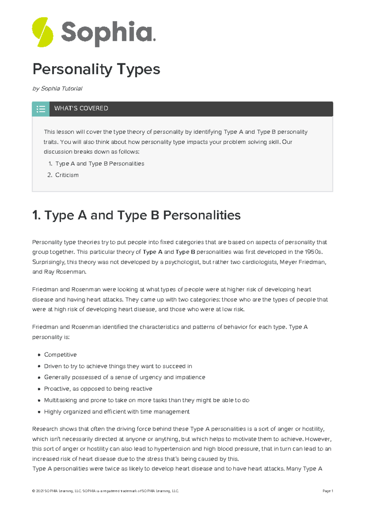 assignment on types of personality