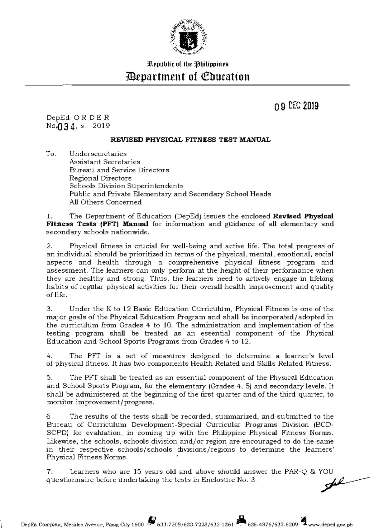 FitnessTEST FitnessTEST l,epublic of tlJe tlbilippineg mepartment of