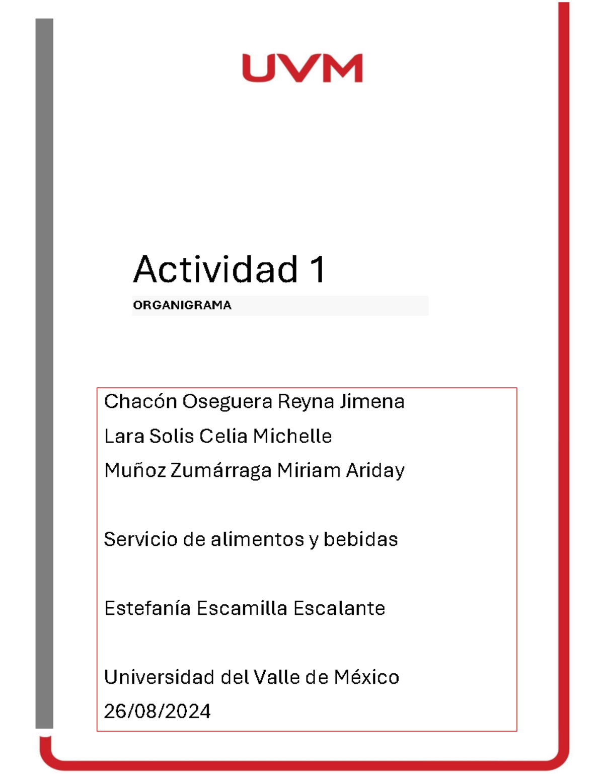 A1 Organigrama SAYB - r Actividad 1 ORGANIGRAMA Chacón Oseguera Reyna ...