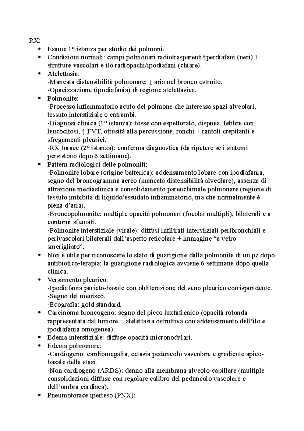 RX torace RX Esame 1° istanza