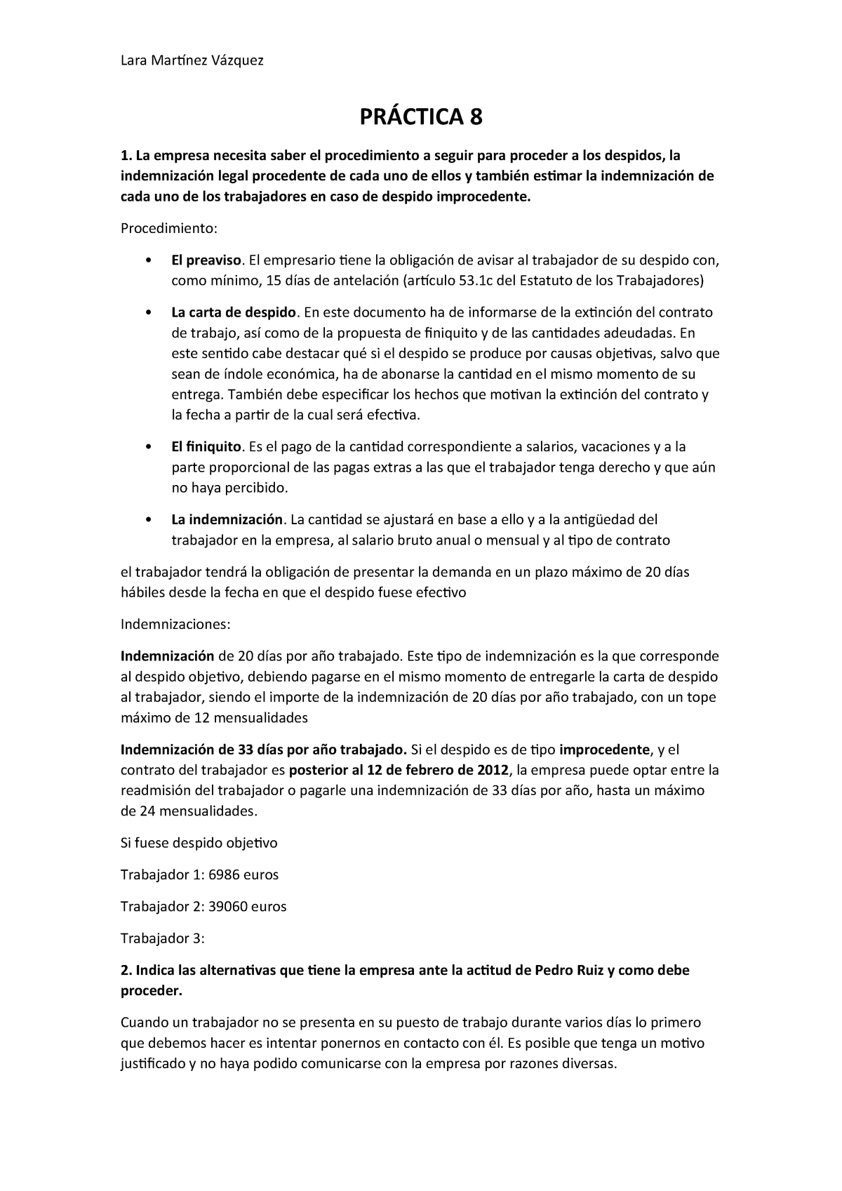 Modelo Carta De Despido Improcedente - Modelo de Informe