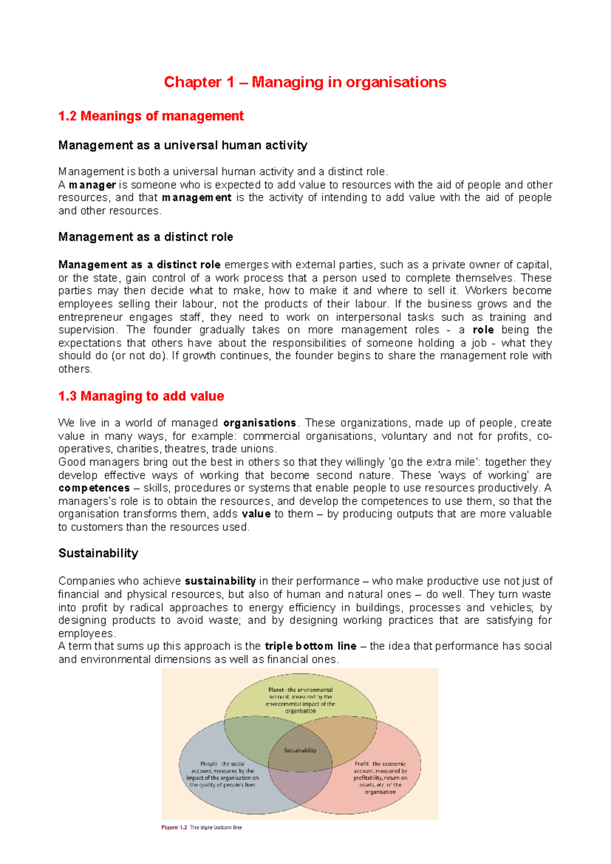 Chapter 1 - Managing in organisations - Chapter 1 – Managing in ...
