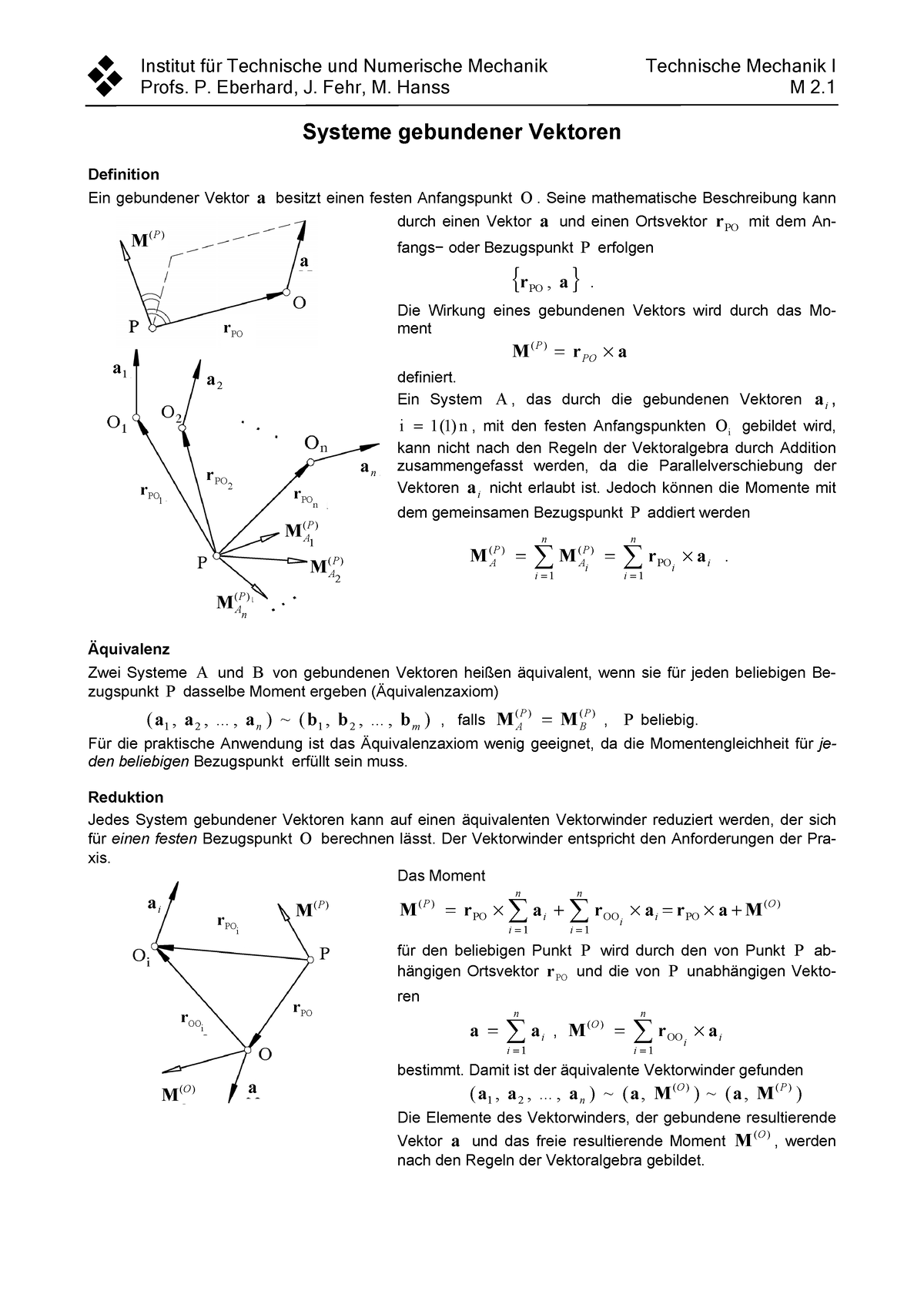 M02Systeme Gebundener Vektoren - Institut Für Technische Und Numerische ...