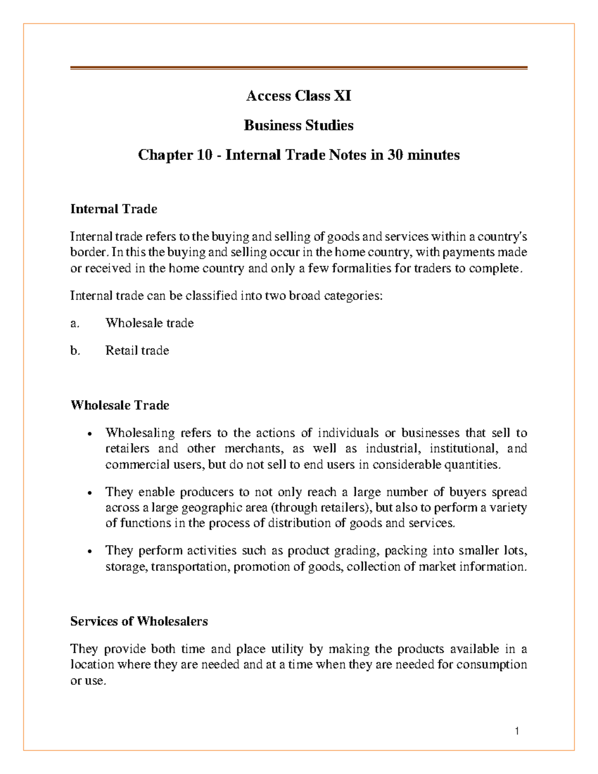Class 11 Business Studies Chapter 10 - Revision Notes - Access Class XI ...