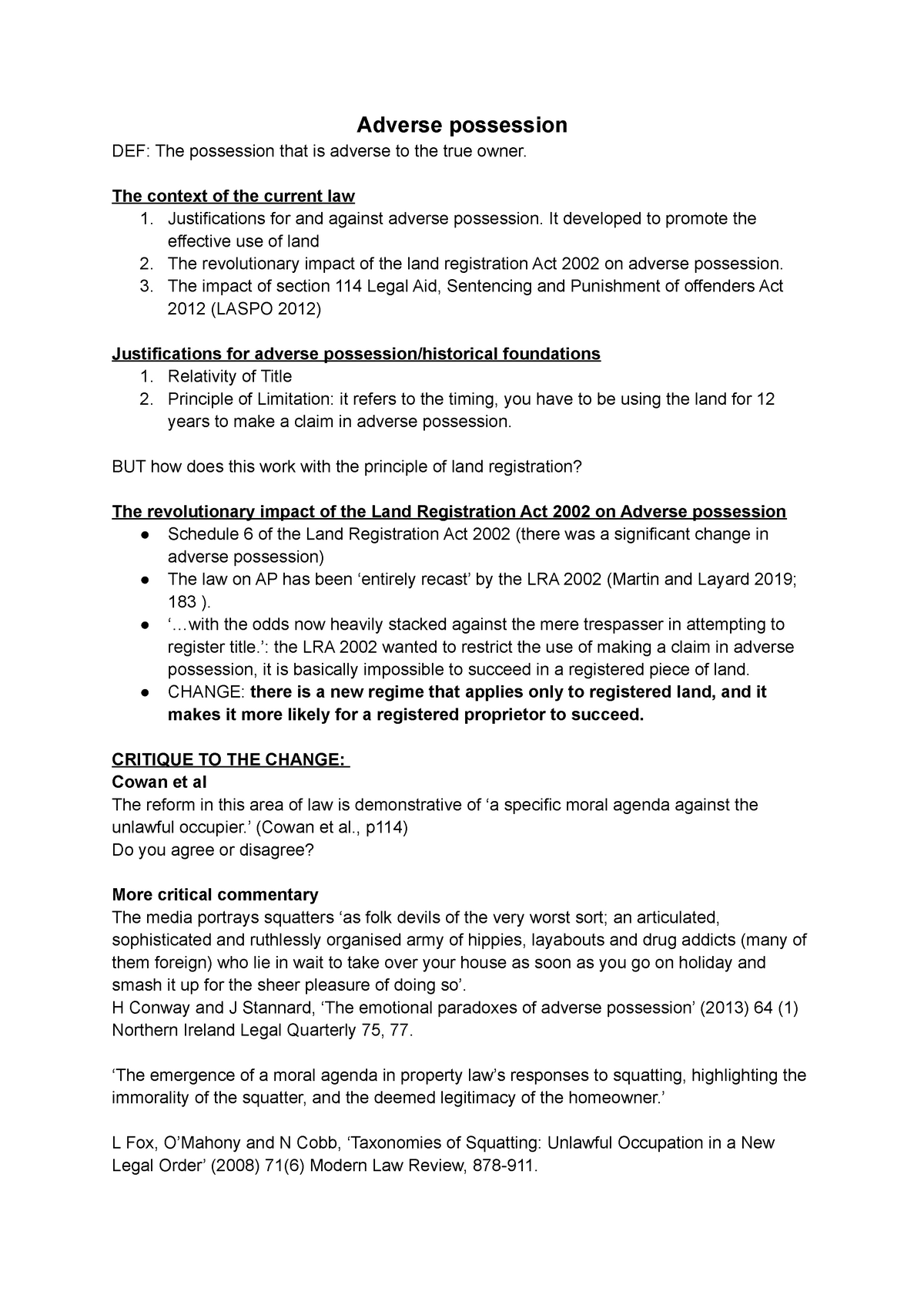 4 Adversse Possession Adverse Possession Def The Possession That Is Adverse To The True 6373